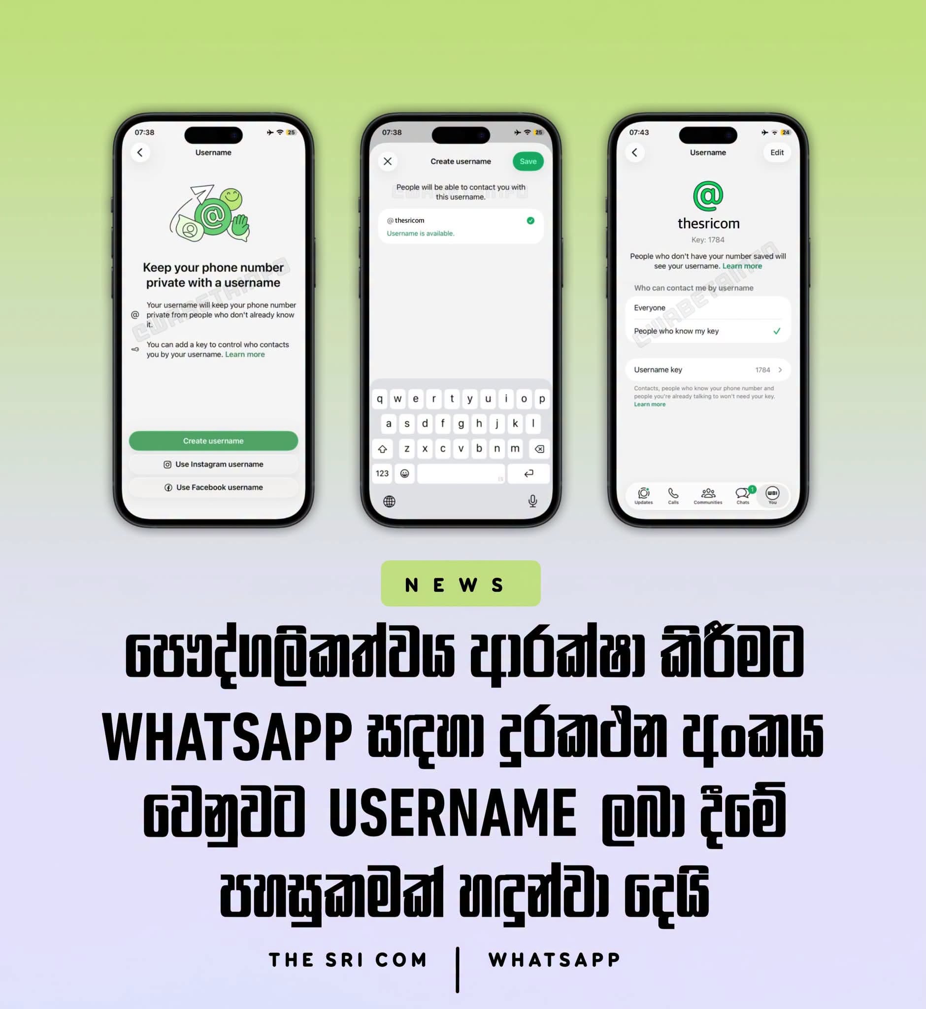 WhatsApp allows users to go by usernames instead of phone numbers