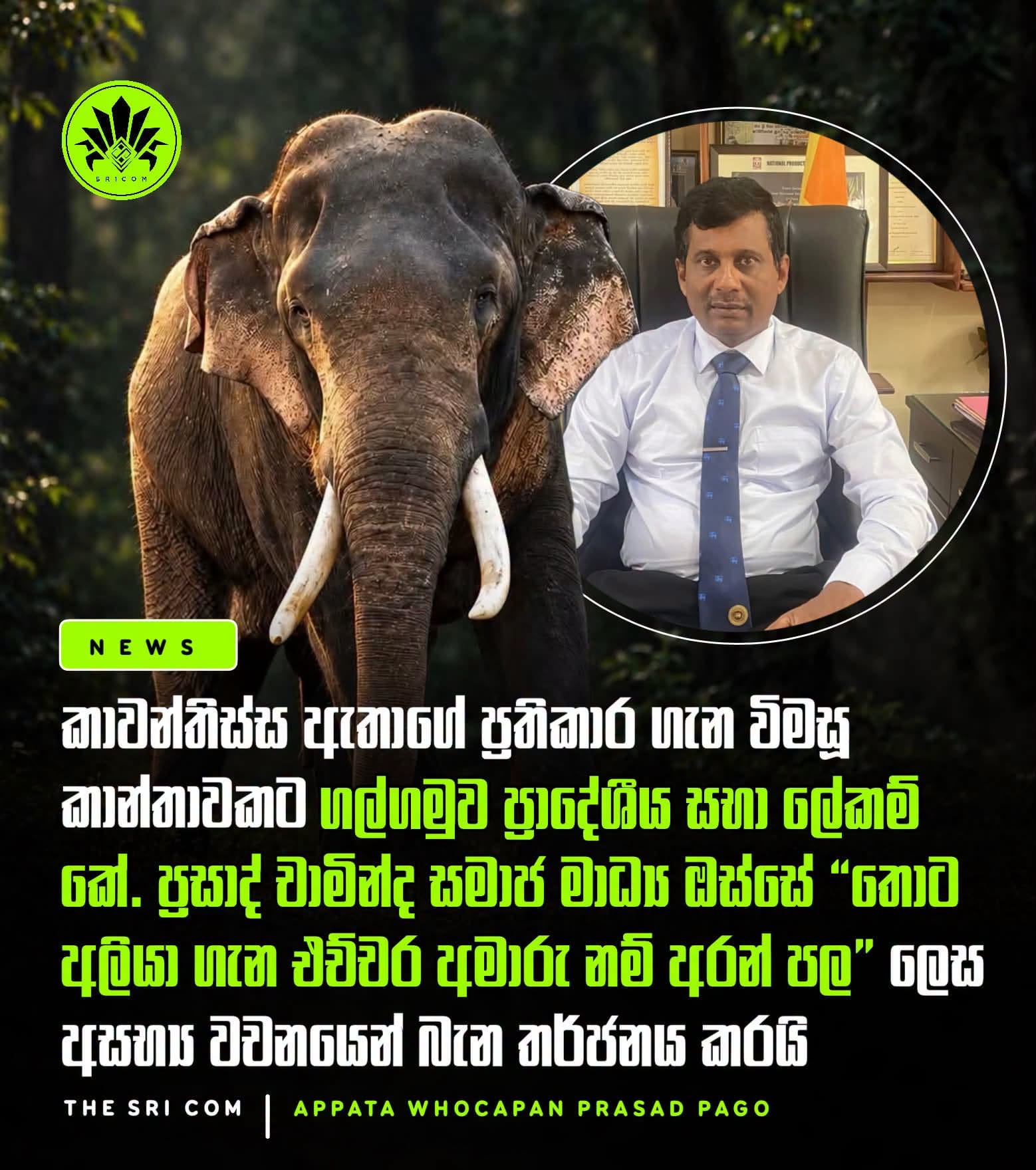Galgamuwa Pradeshiya Sabha Secretary K. Prasad Chaminda Responds with Abusive Language to a Woman Asking About Kawanthissa the Elephant’s Treatment.